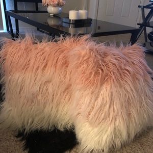 Faux fur ombré pink to white pillows